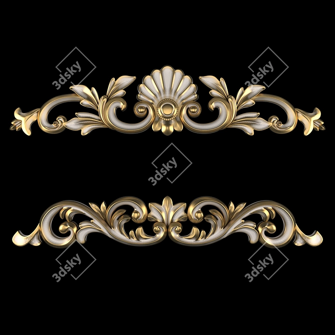 3D Max Gold Gypsum Ornament 3D model image 1