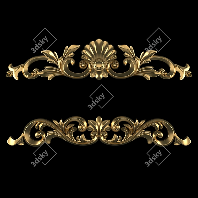3D Max Gold Gypsum Ornament 3D model image 2