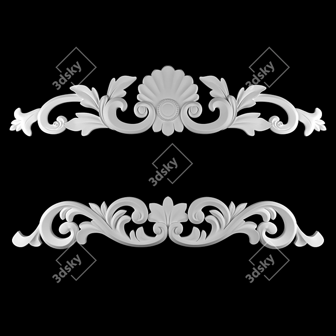 3D Max Gold Gypsum Ornament 3D model image 3