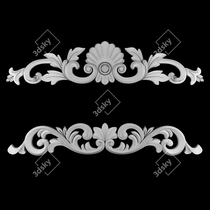3D Max Gold Gypsum Ornament 3D model image 4