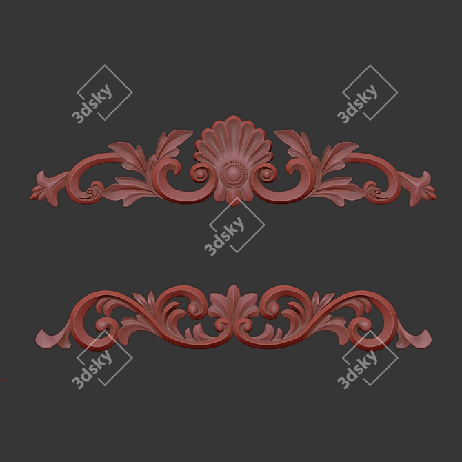 3D Max Gold Gypsum Ornament 3D model image 6