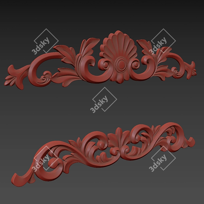 3D Max Gold Gypsum Ornament 3D model image 7