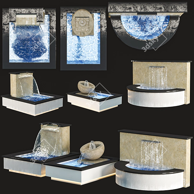 Versatile Directional Fountain Trio 3D model image 1