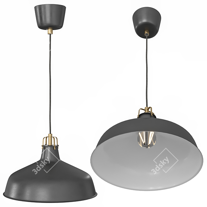 Sleek Black Pendant Lamp 3D model image 1