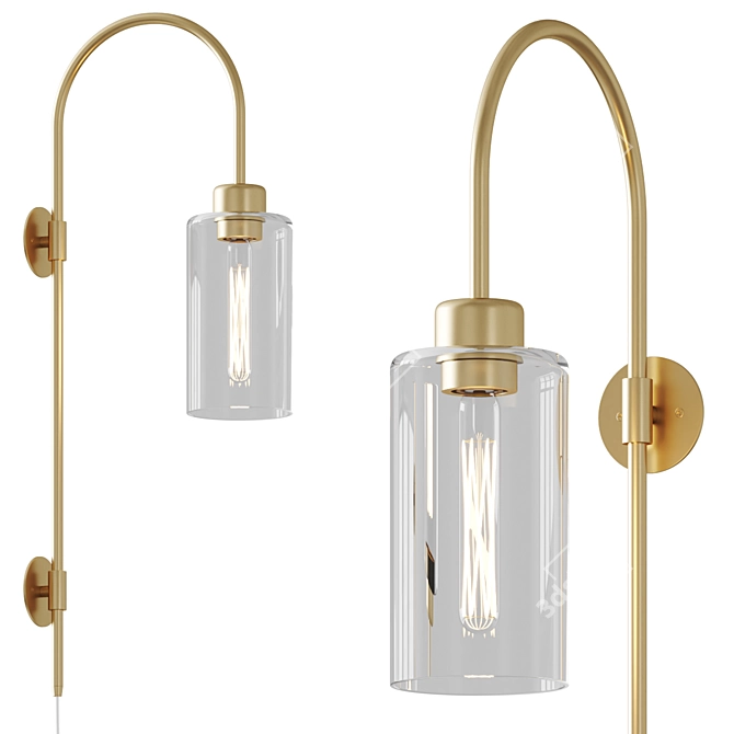 Contemporary Glass Wall Sconce 3D model image 1