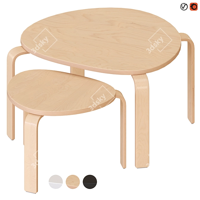 Modern Nesting Tables Set, 3D Format 3D model image 1