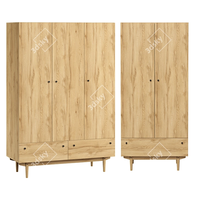 Orland Wardrobes in Golden Oak 3D model image 2