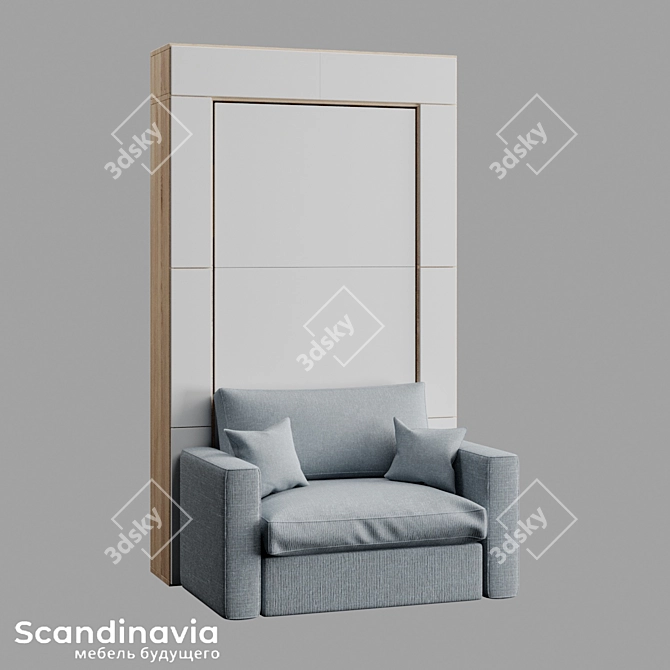 Scandi 02 Sofa-Bed Transforming Cabinets 3D model image 2