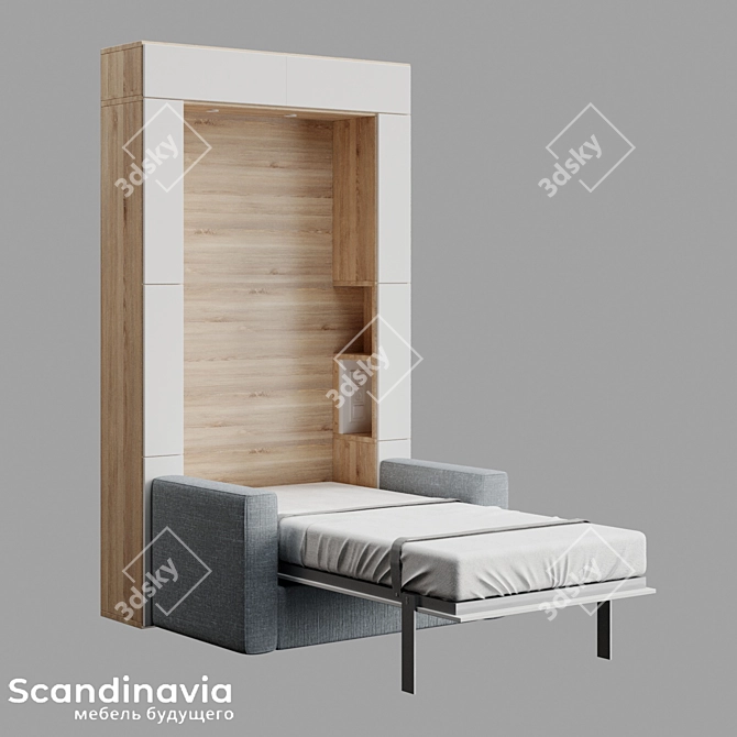 Scandi 02 Sofa-Bed Transforming Cabinets 3D model image 3
