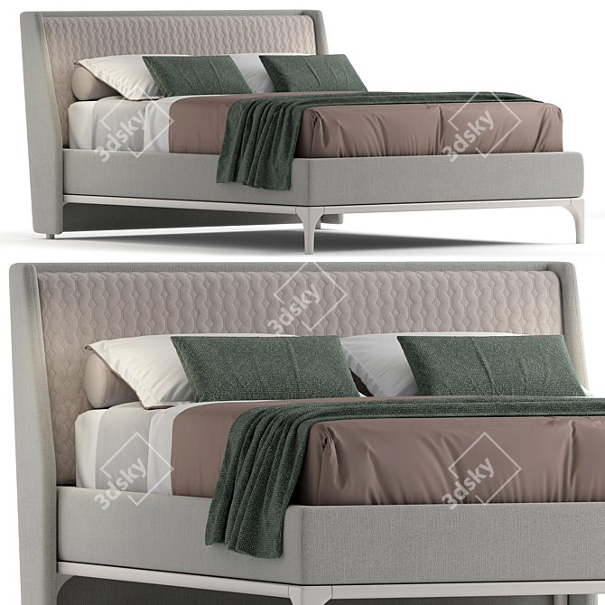 Luxurious Terence Queen Bed 3D model image 1