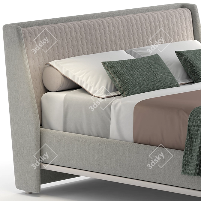 Luxurious Terence Queen Bed 3D model image 2