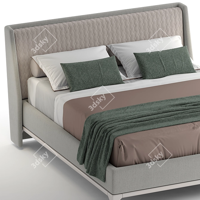 Luxurious Terence Queen Bed 3D model image 3
