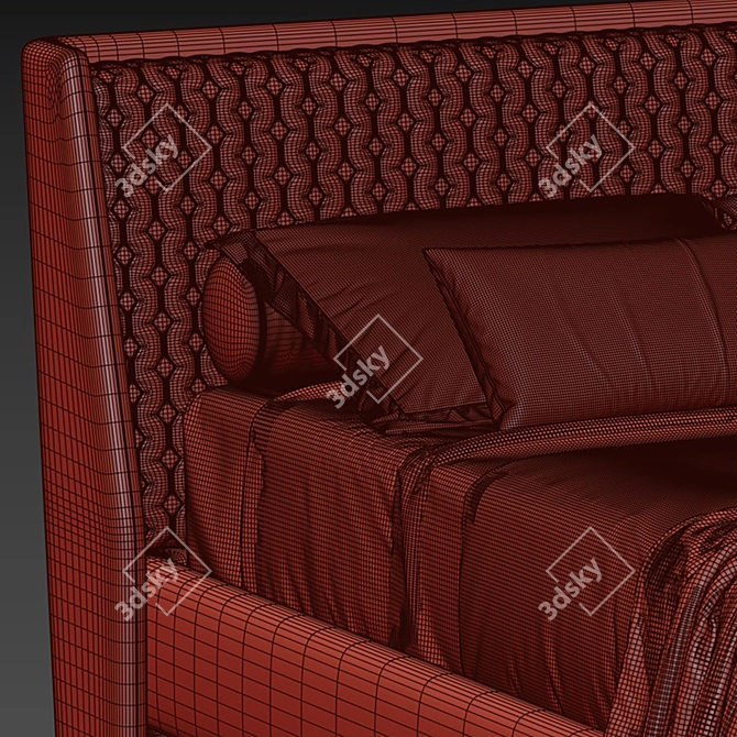 Luxurious Terence Queen Bed 3D model image 7