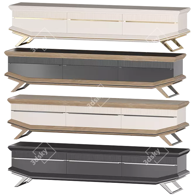 Sleek Modern Bergama TV Unit 3D model image 2