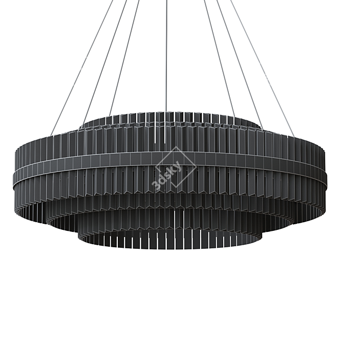 Circular LED Chandelier with Glass Plates 3D model image 2