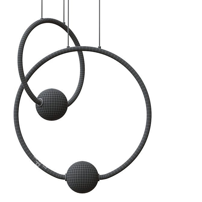 Golden Pendant Lamp, Various Sizes 3D model image 2