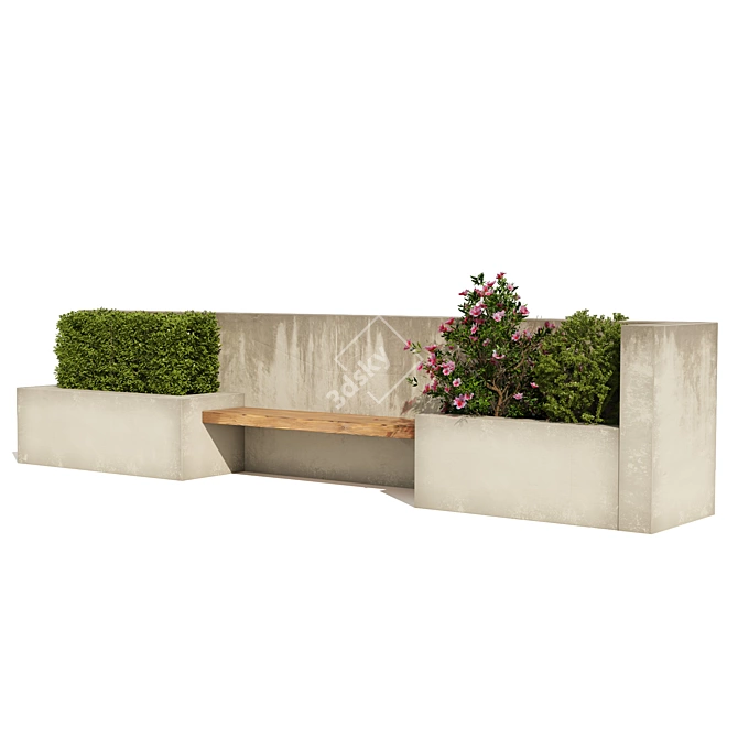 Outdoor Bench Seat with Plant Storage 3D model image 5