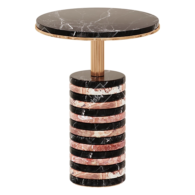 Fetish Pedestal Table: Brass & Marble 3D model image 1