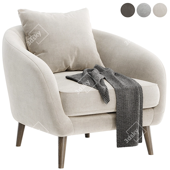 Elegant Hanna Armchair for Style 3D model image 1