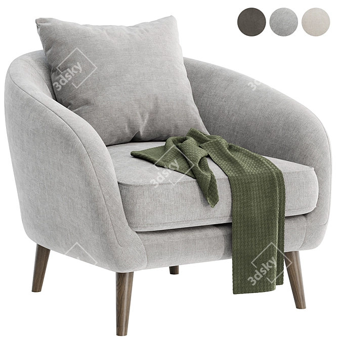 Elegant Hanna Armchair for Style 3D model image 3