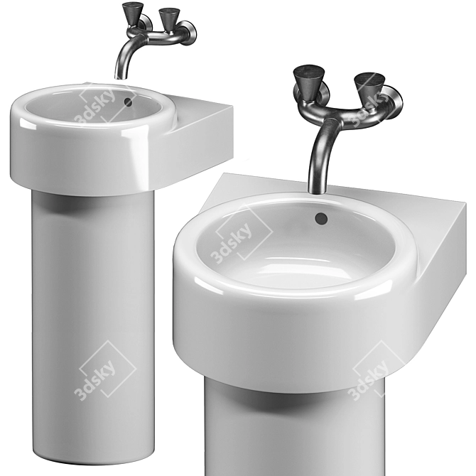 Modern Vitra Liquidi Washbasin Set 3D model image 6