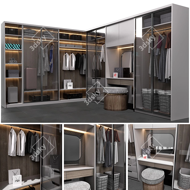 Premium Decorative Wardrobe Model 3D model image 1