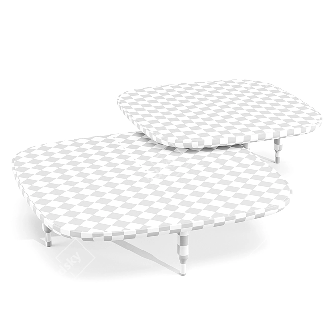 Italian Walnut Coffee Table 3D model image 7