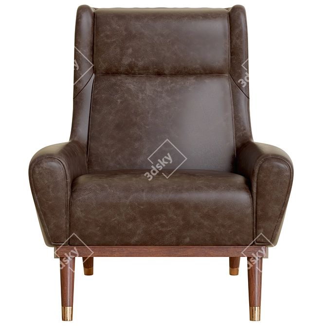 Modern Graphite Leather Lounge Chair 3D model image 2