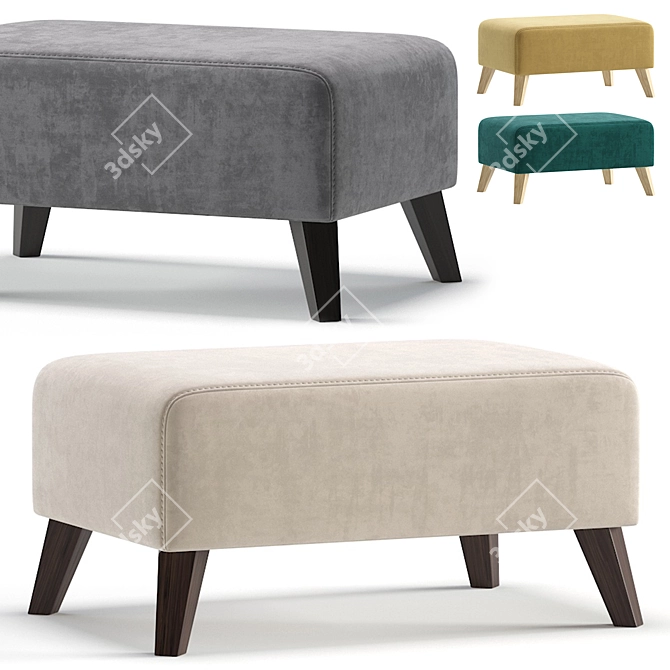 Elegant Newbury Pouffe, 4 Colors 3D model image 1