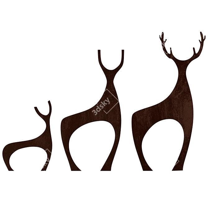 Graceful Deer Garden Sculptures 3D model image 4