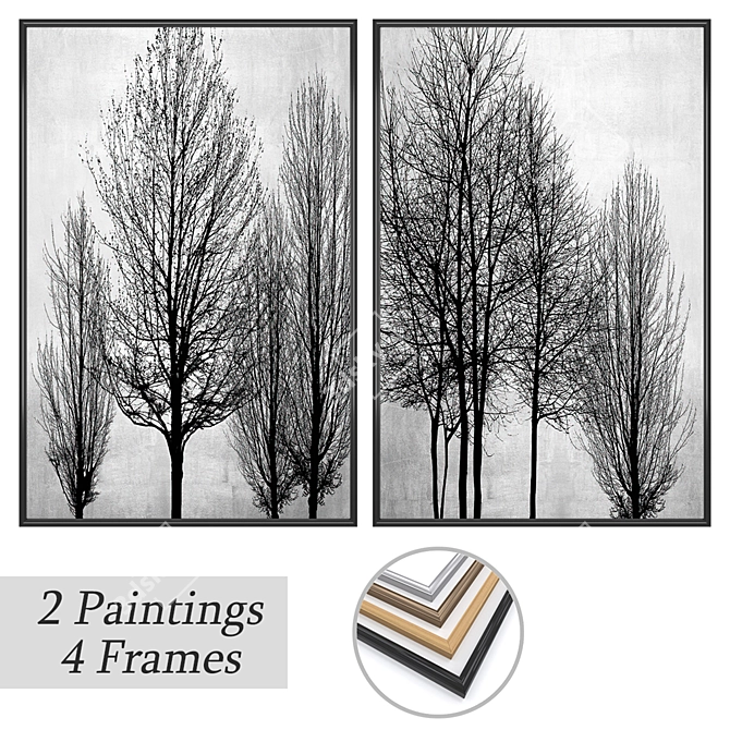 Art Prints Set with Frames 3D model image 1