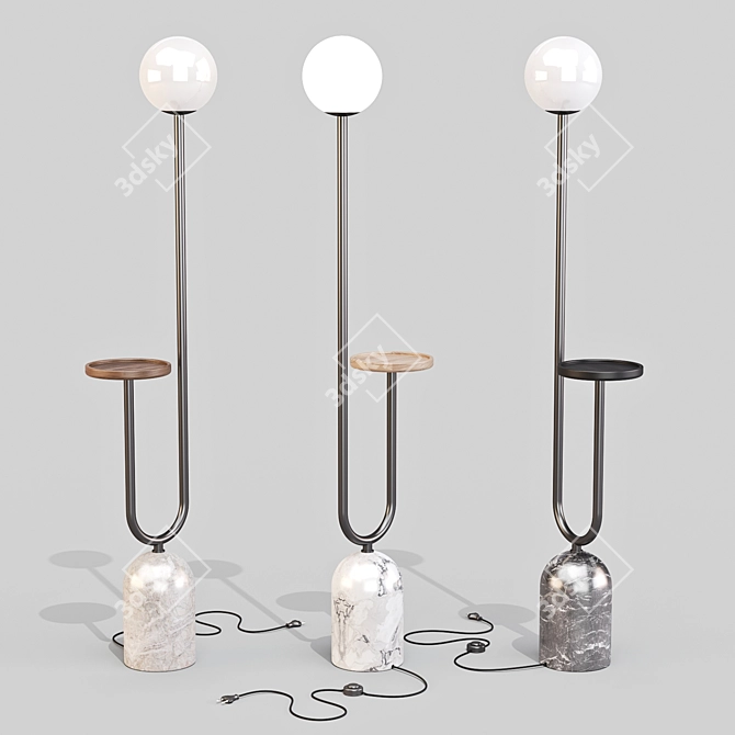 Marble Base LED Floor Lamp 3D model image 1