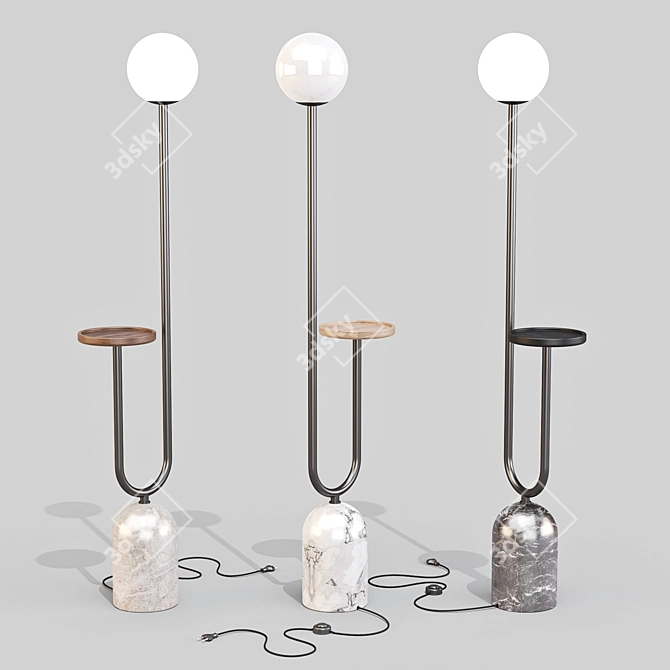 Marble Base LED Floor Lamp 3D model image 2