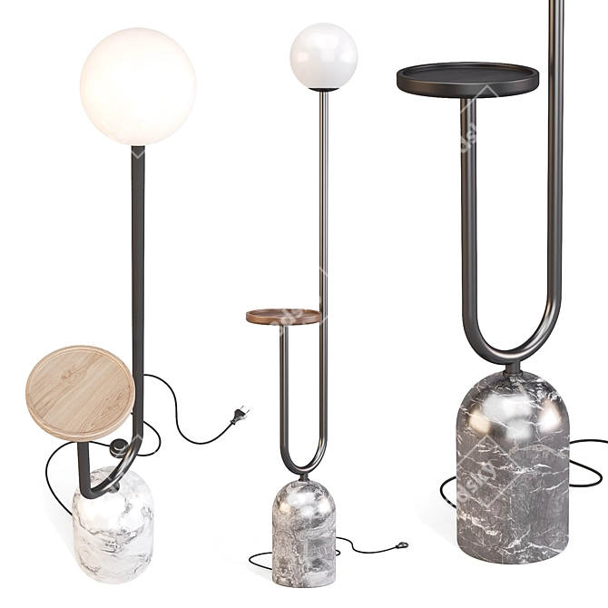 Marble Base LED Floor Lamp 3D model image 5