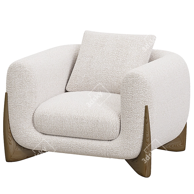 Modern Comfortable Softbay Armchair 3D model image 1