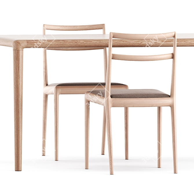 Minimalist Straight Back Chair & Lyon Table 3D model image 3