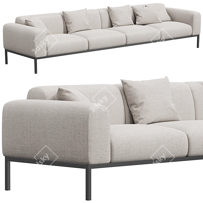 Elegant 4-Seater Bon Adea Sofa 3D model image 1
