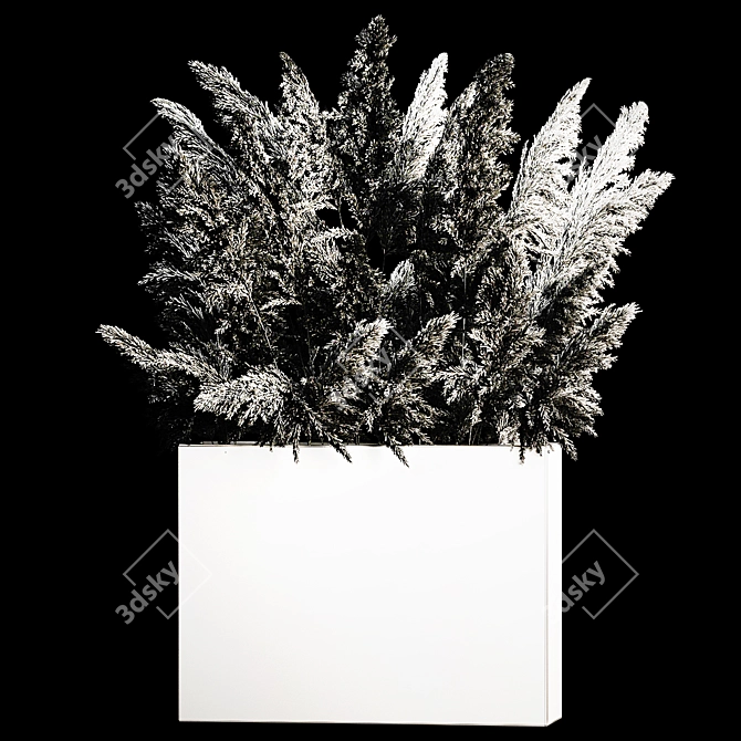 Pampas Reed Bouquet in Concrete Vase 3D model image 6