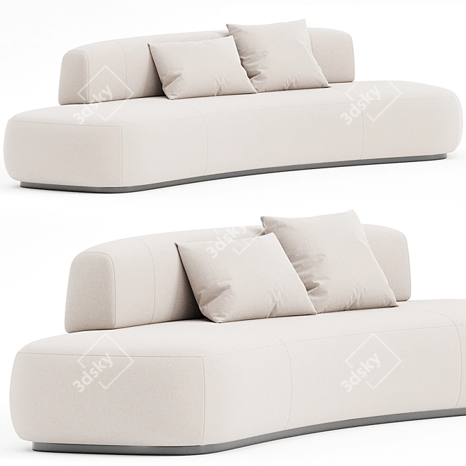 Elegant Curved Fabric Sofa 3D model image 1