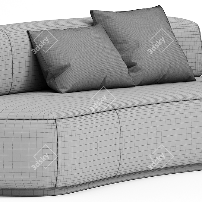 Elegant Curved Fabric Sofa 3D model image 3