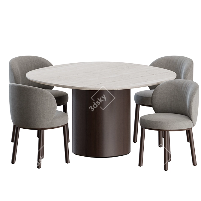 Ovata Dining Set with 4 Chairs 3D model image 1