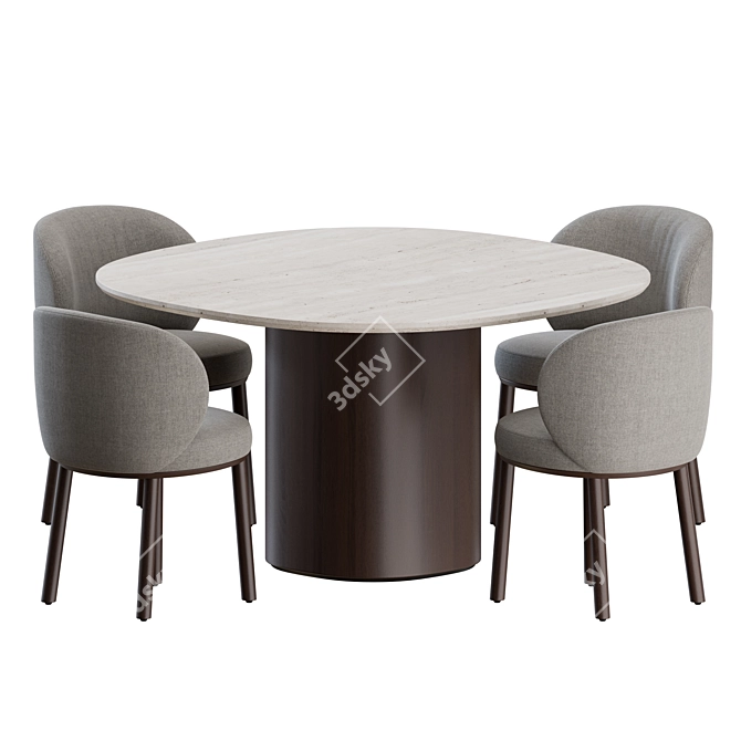 Ovata Dining Set with 4 Chairs 3D model image 2