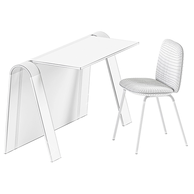 Modern Glass Desk & Chair 3D model image 4