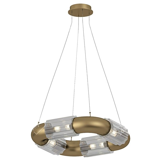 Sleek Brass & Glass Pendant 3D model image 1