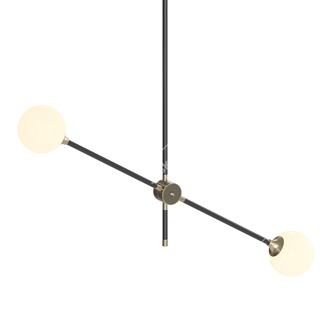 Elegant Glass Shade Chandelier - VECTOR LITE 3D model image 2