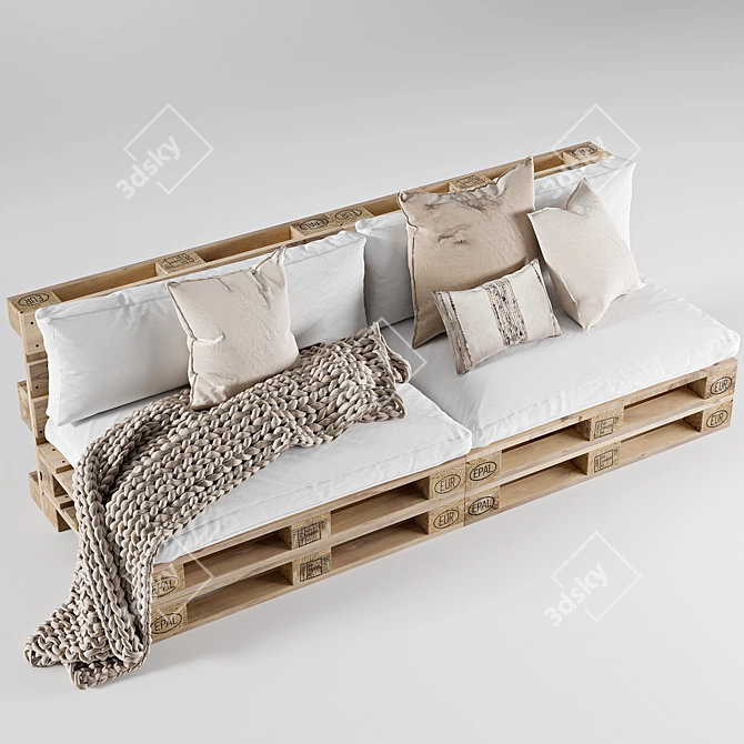 White Pallet Sofa with Turbosmooth 3D model image 2