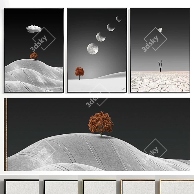 Modern Abstract Painting Set Trio 3D model image 1