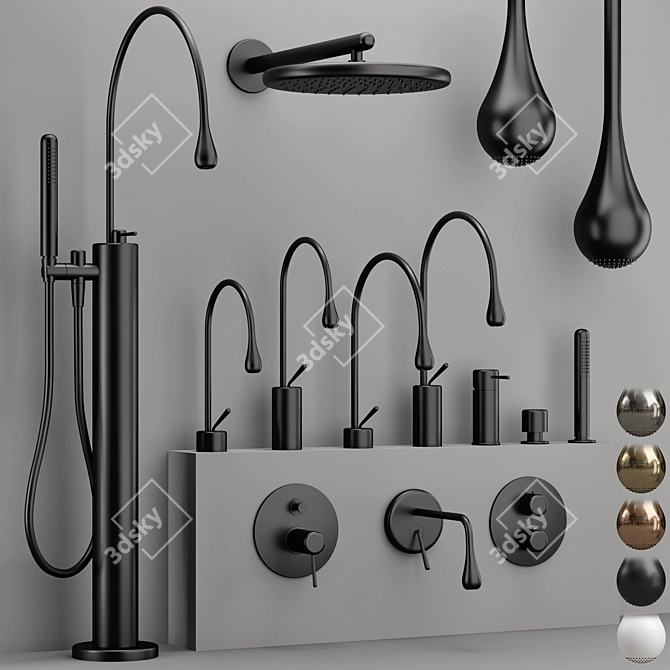 Modern Gessi GOCCIA Faucet Collection 3D model image 4