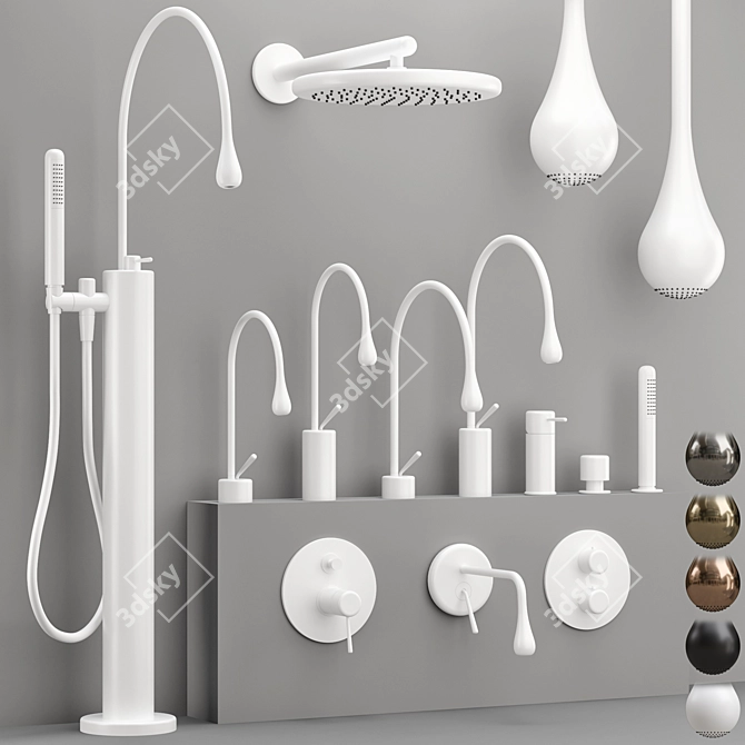 Modern Gessi GOCCIA Faucet Collection 3D model image 5