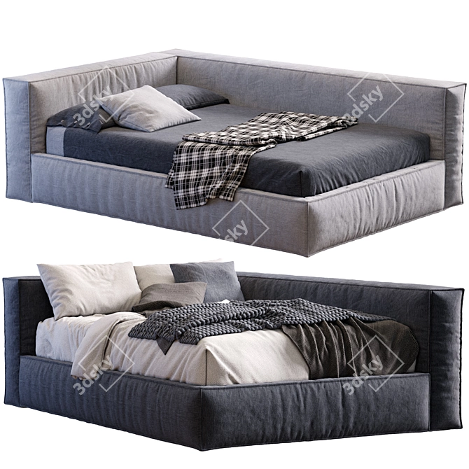 Modern Compact Boca Bed 3D model image 1